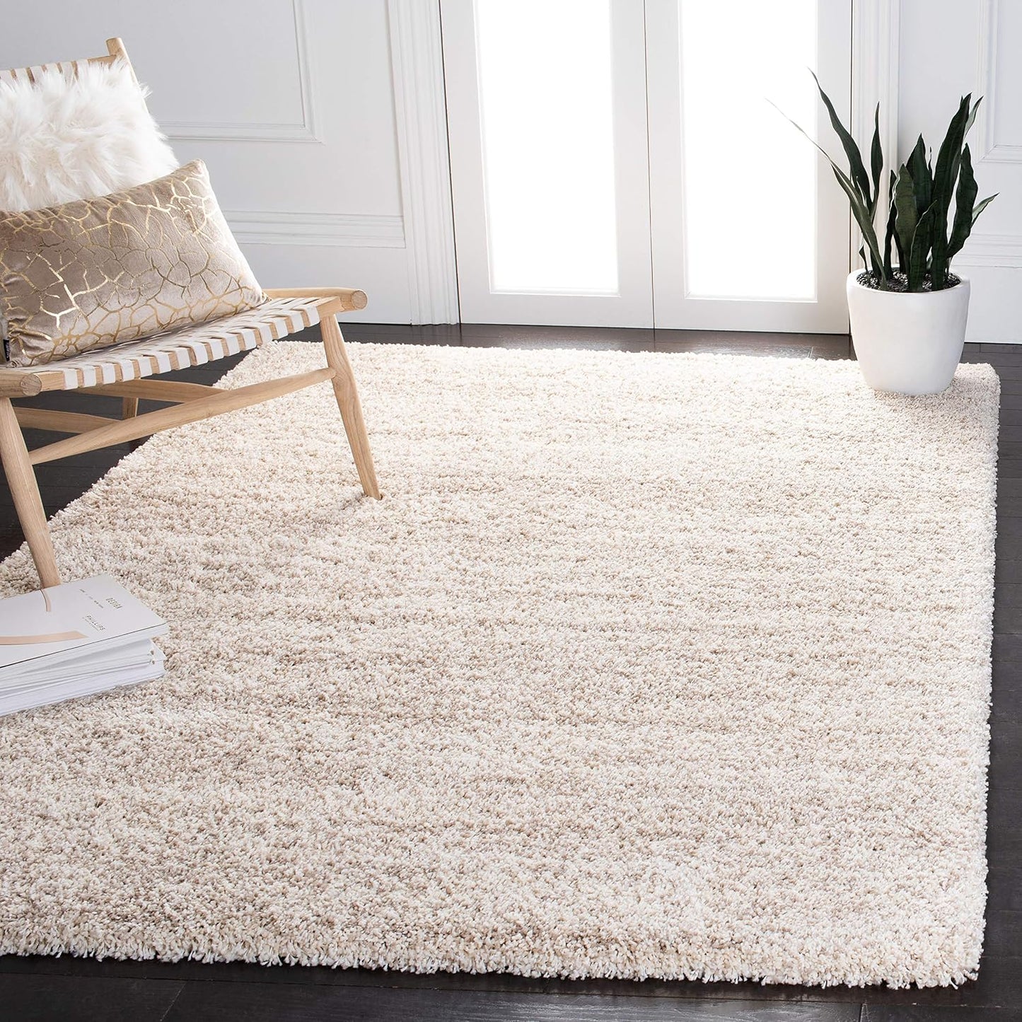 Alfombra sala 5'3x7'6 marfil beige moderna 2pulg