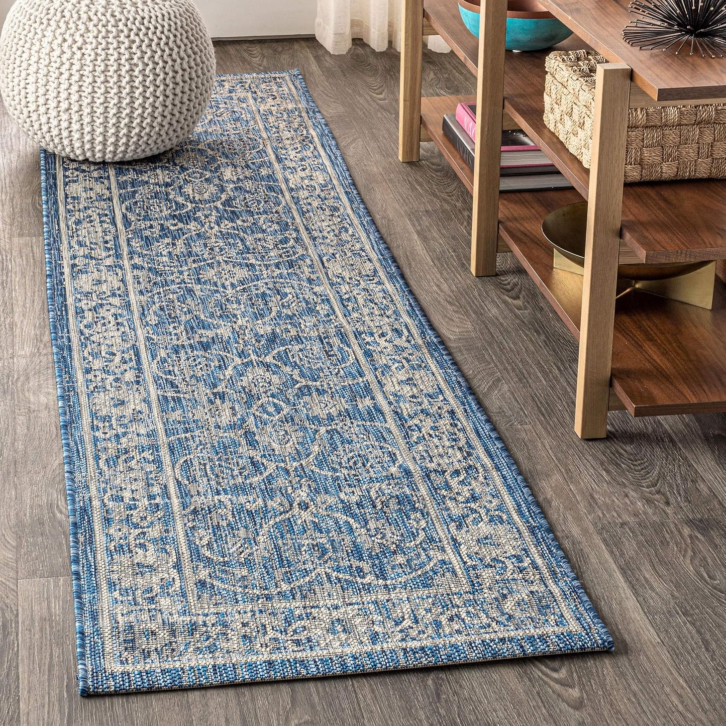 Alfombra pasillo 2x8ft texturizado Palazzo color azul marino