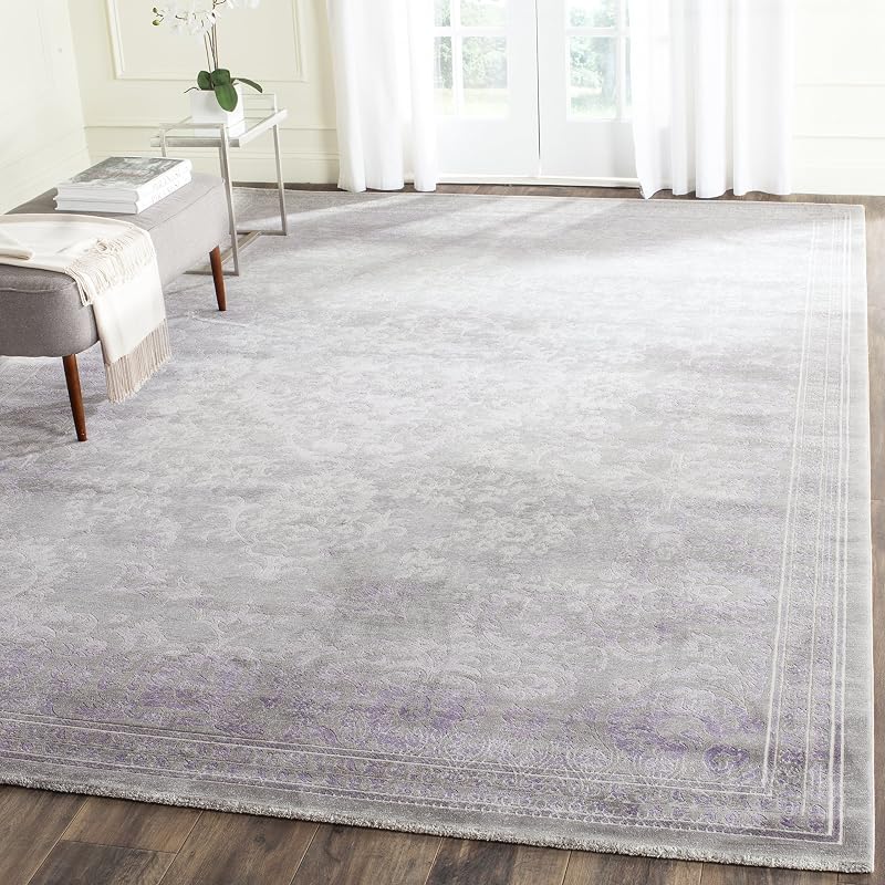 Alfombra área 6'7"x9'2" gris lavanda diseño vintage no
