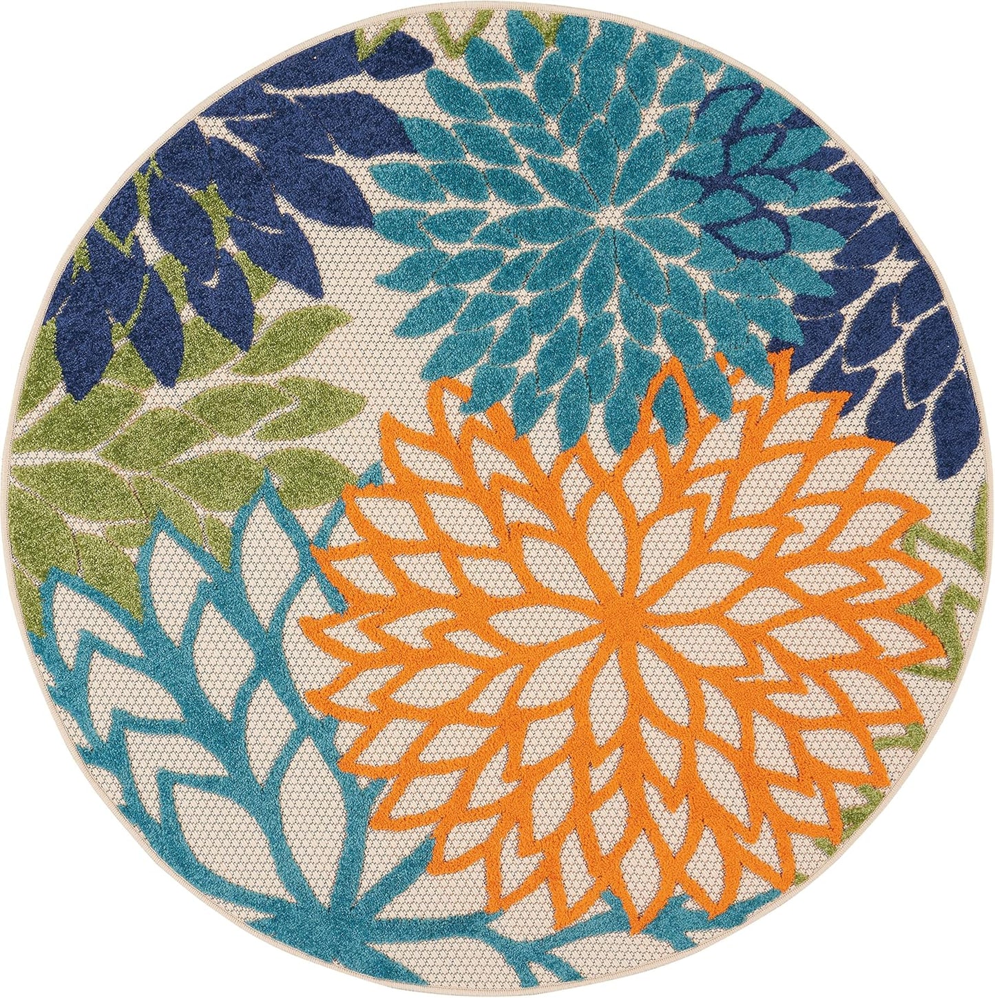 Alfombra redonda 4ft tropical interiores exteriores
