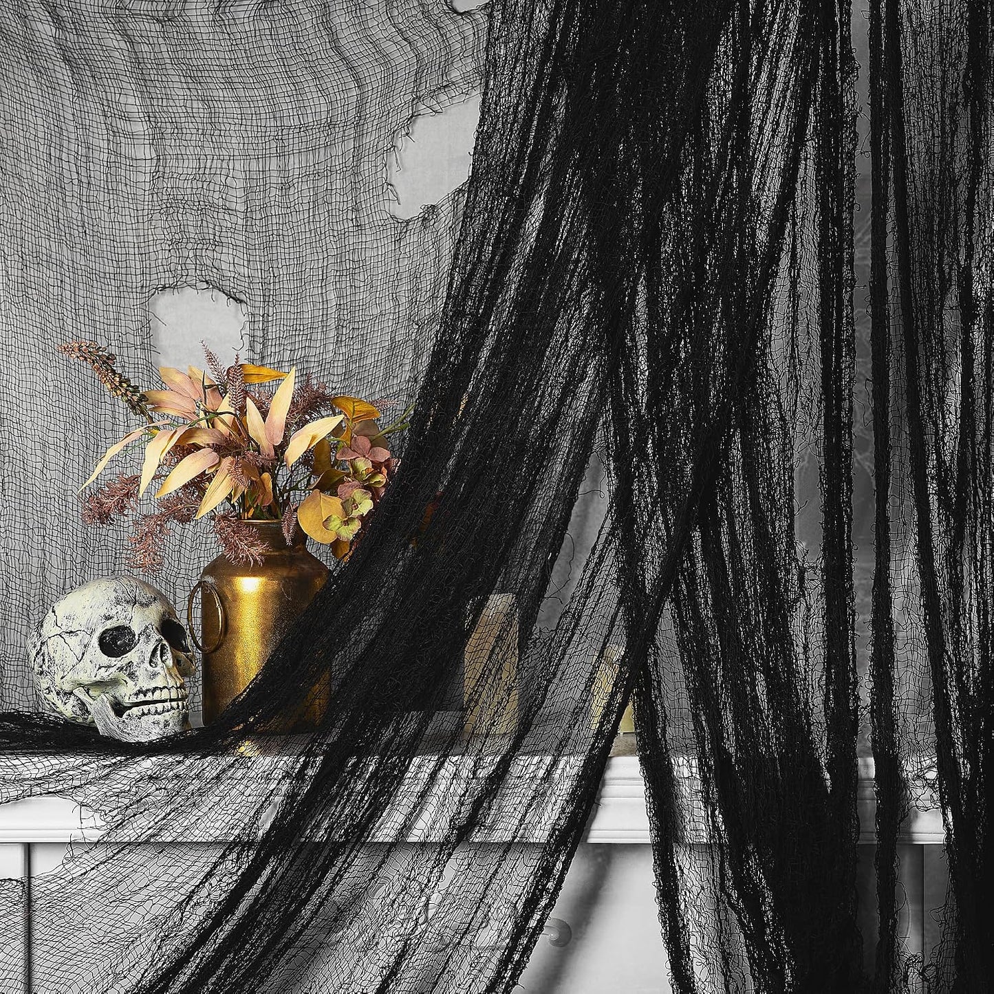 Tela Halloween 300x80" negra para ventanas y puertas