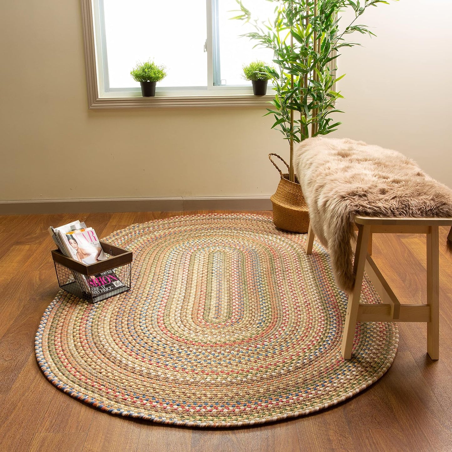 Alfombra trenzada paja beige ovalada 2x3ft
