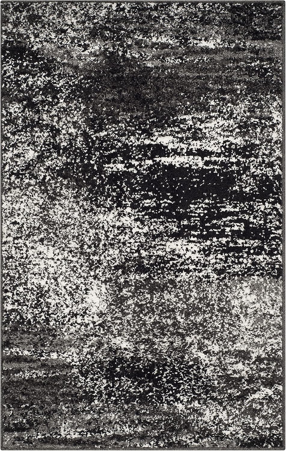 Alfombra decorativa 2'6x4' plateado y negro moderna