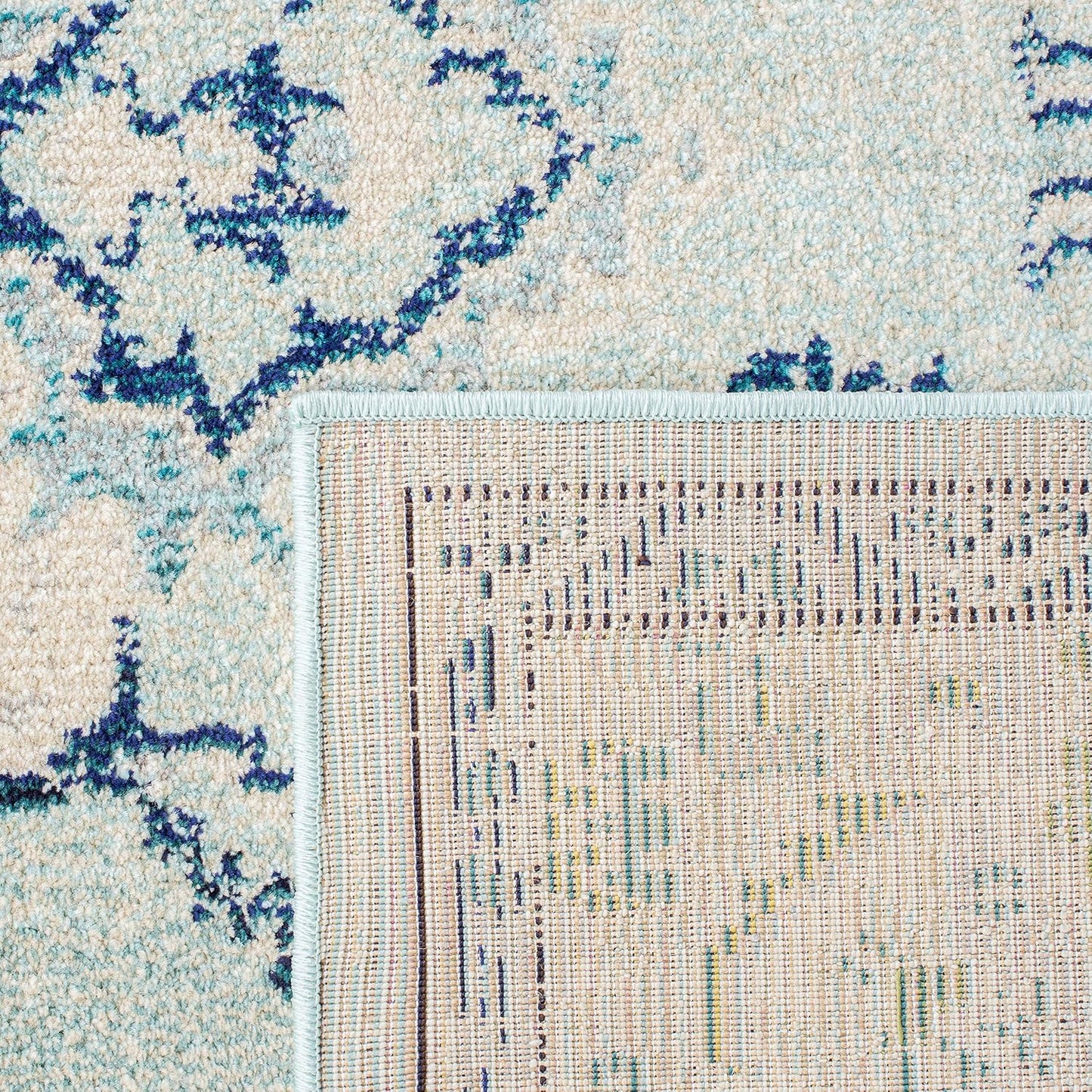 Alfombra decorativa redonda 3ft azul y marfil sala