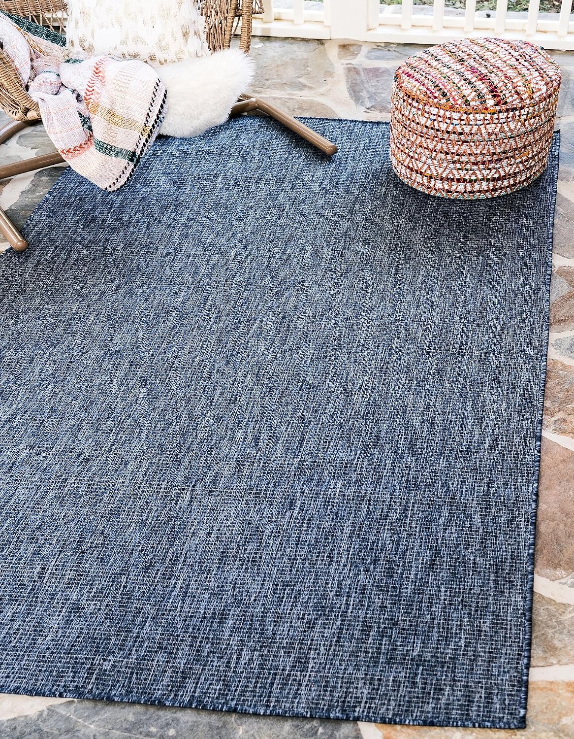 Alfombra tejido plano transición 5'3x8' azul