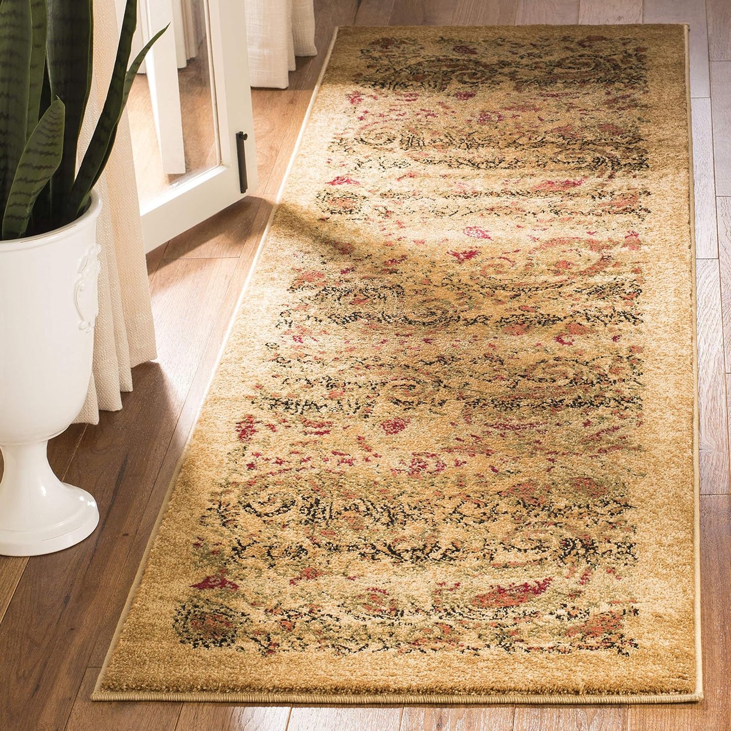 Alfombra pasillo 2'3"x6' beige multicolor diseño tradicional