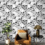 Papel tapiz floral calavera azúcar negro/blanco 17.5x393.7"