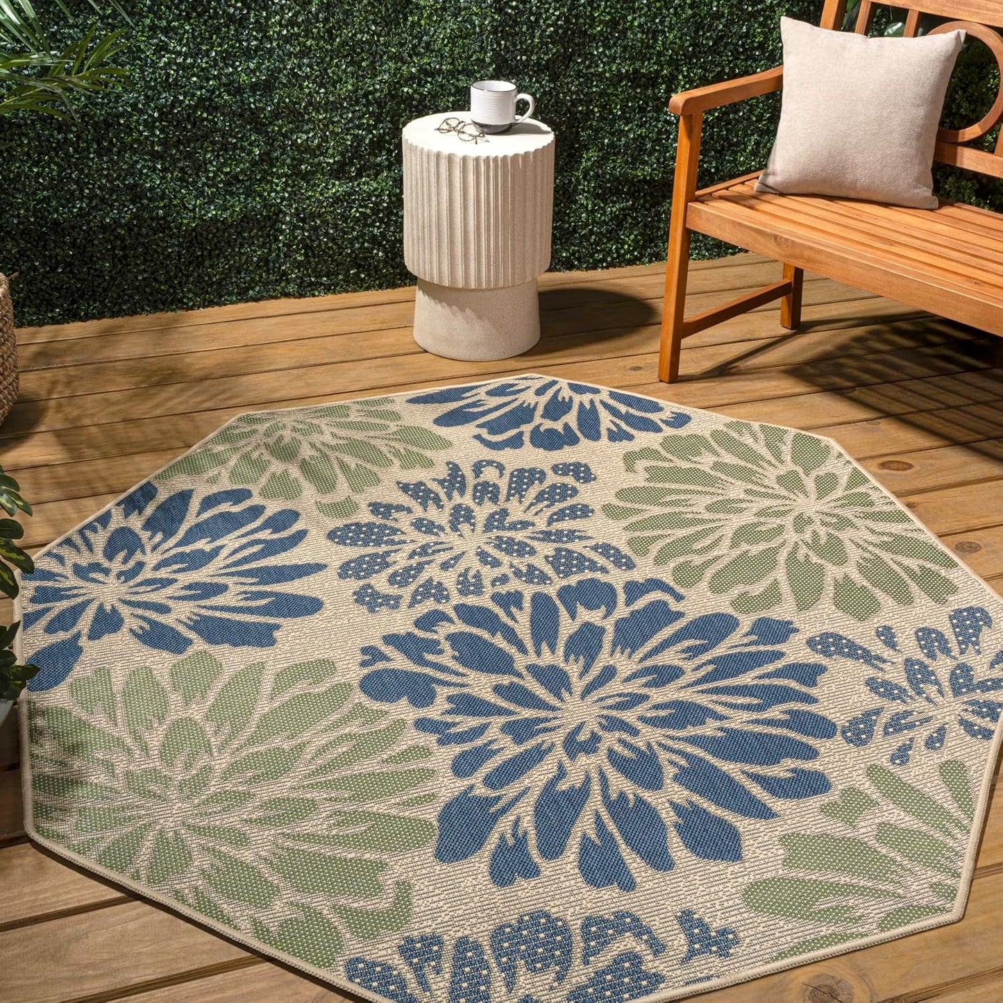 Tapete octagonal 5ft floral zinnia resistente patio