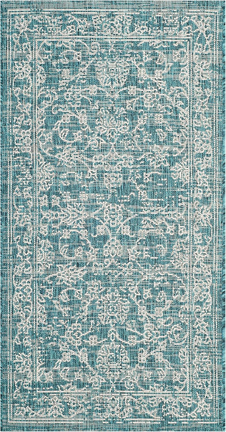Alfombra exterior lavable Courtyard 2.7x5pies Turquesa