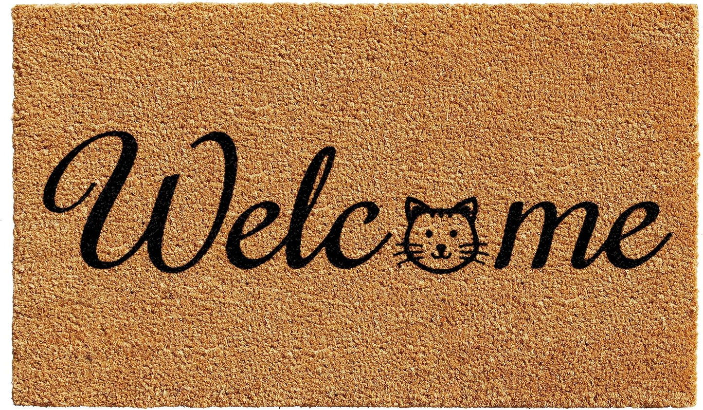 Felpudo bienvenida gato 24x36pulg natural/negro