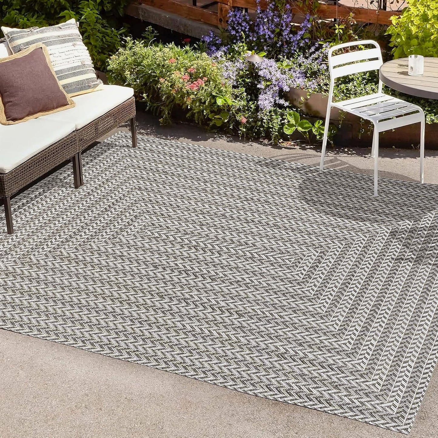 Alfombra patio 3x5ft negro gris claro moderna