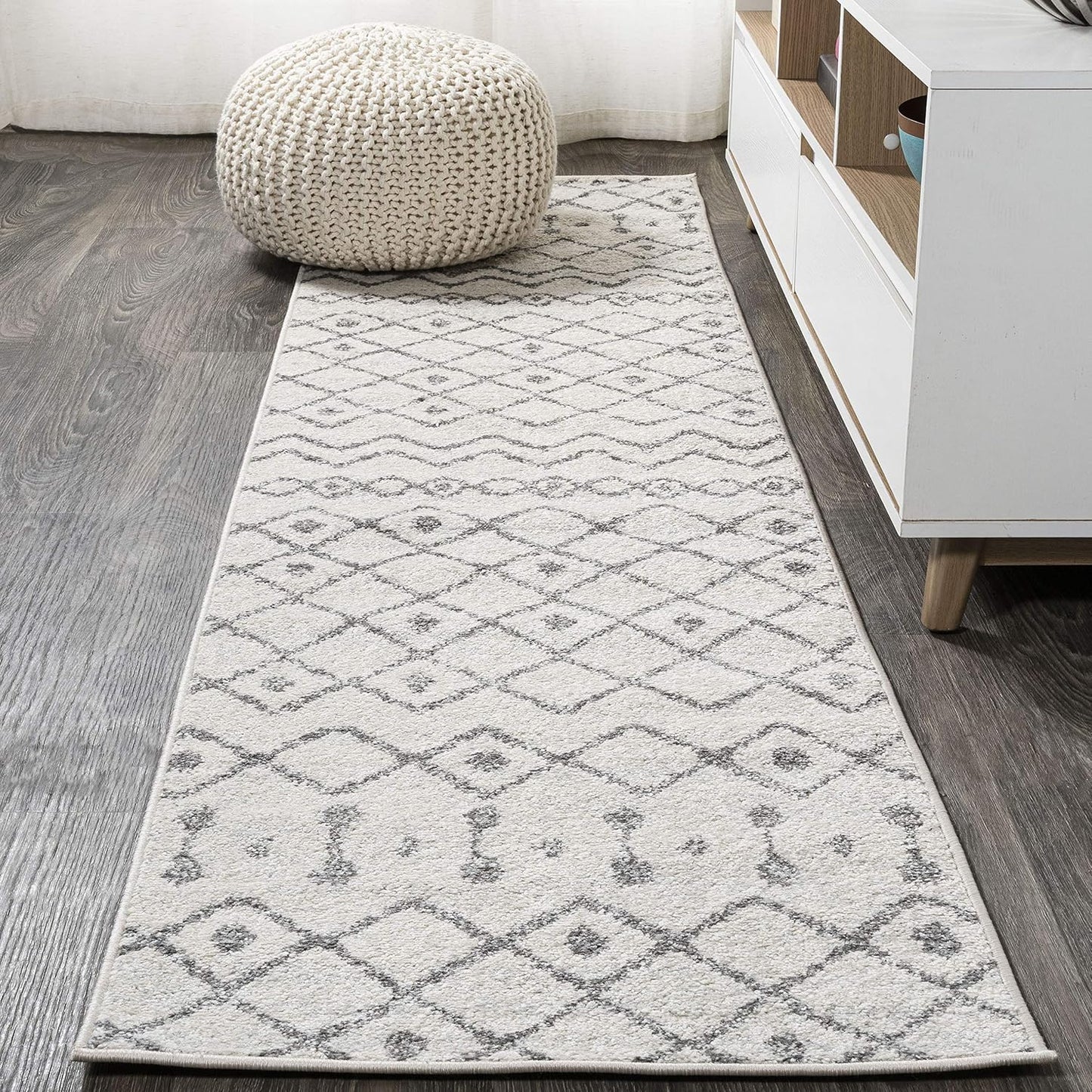 Alfombra Beni Souk crema/gris 2x8ft sala dormitorio