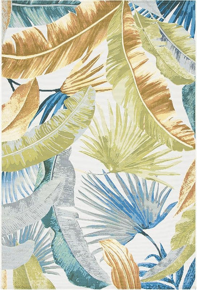 Alfombra lavable exterior Barbados 5'3x7'6 dorada y verde