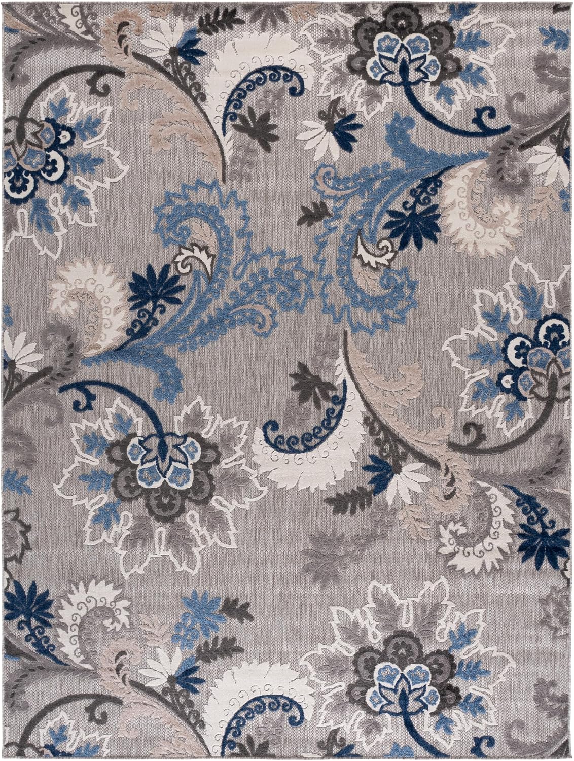 Alfombra exterior lavable 9x12ft gris y azul no pelusa