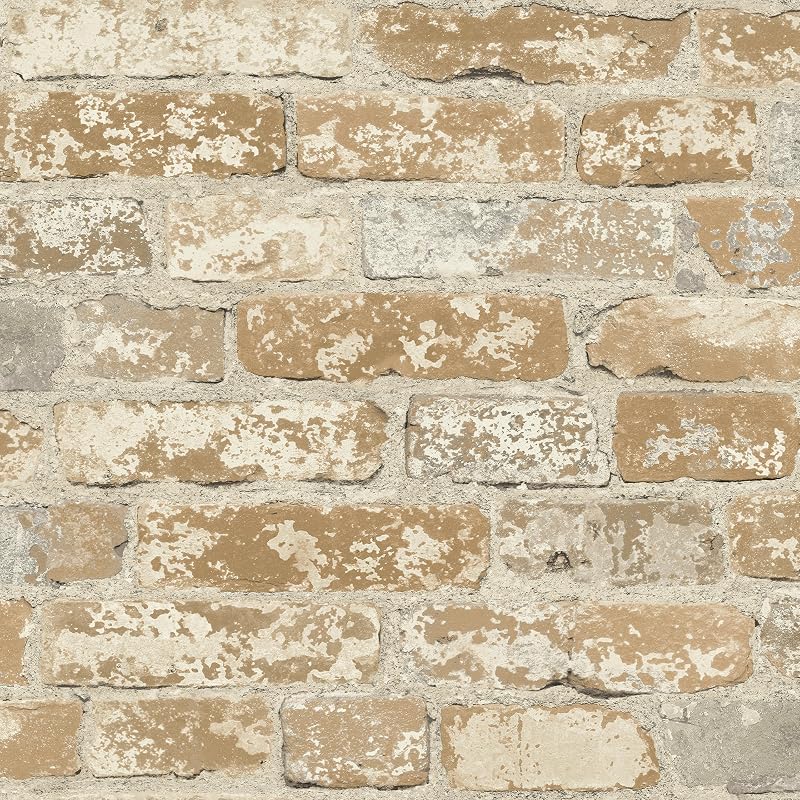 Papel tapiz ladrillo estucado marrón adhesivo decorativo