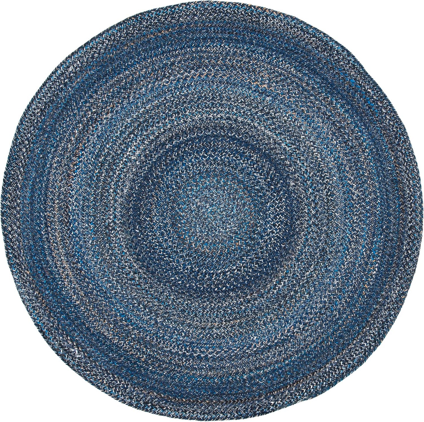 Alfombra redonda BRD851N estilo cabaña azul 3' reversible