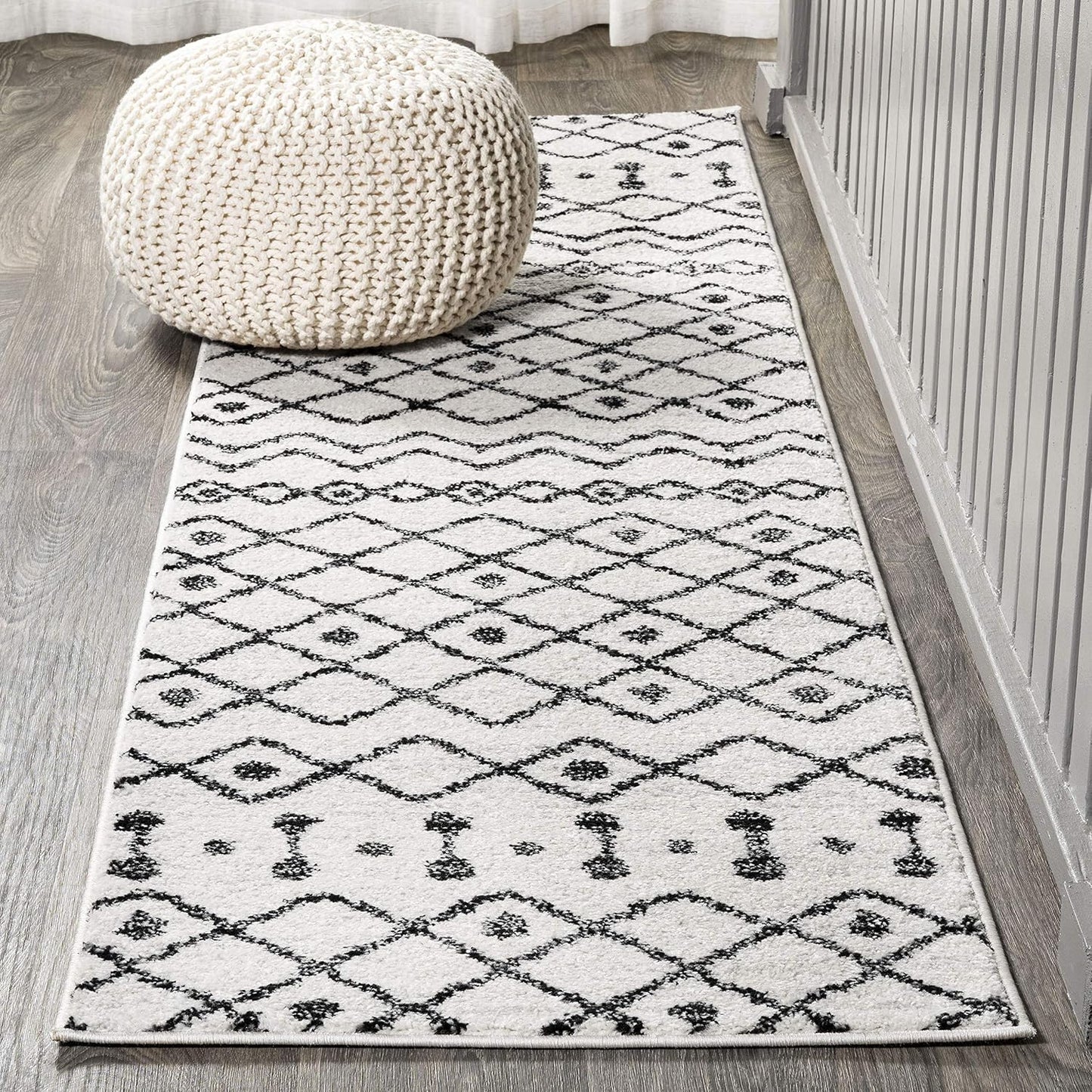Alfombra Beni Souk crema/negro 2x8ft sala dormitorio