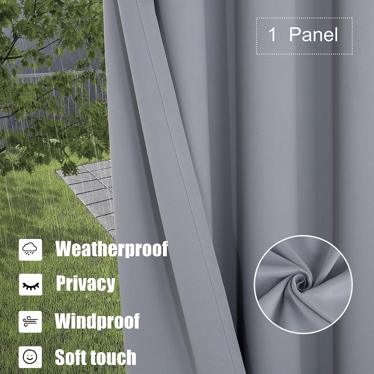 Cortinas opacas impermeables para patio 1 panel
