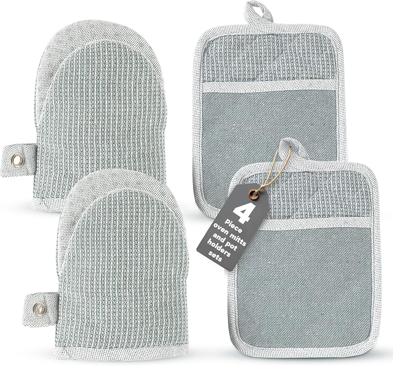 Manoplas horno y porta ollas set 4 resistentes 260°C