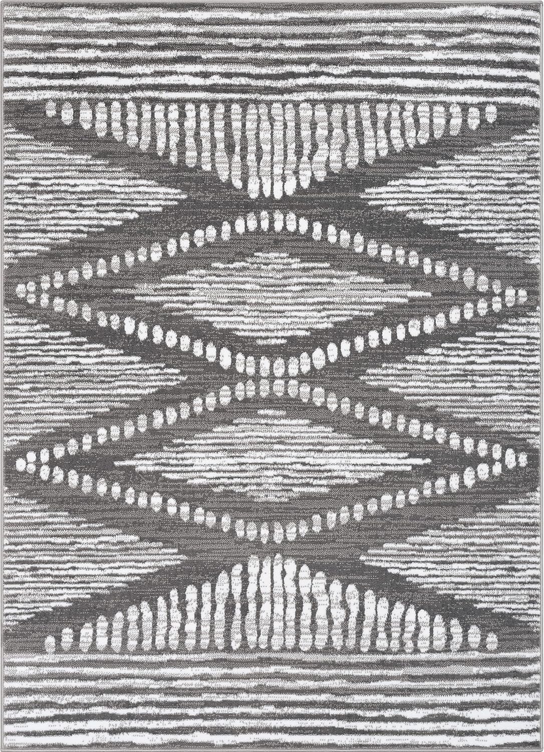 Alfombra tribal gris medallón diamante 2x7ft