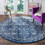 Alfombra redonda 3' estilo shabby chic azul marino/marfil