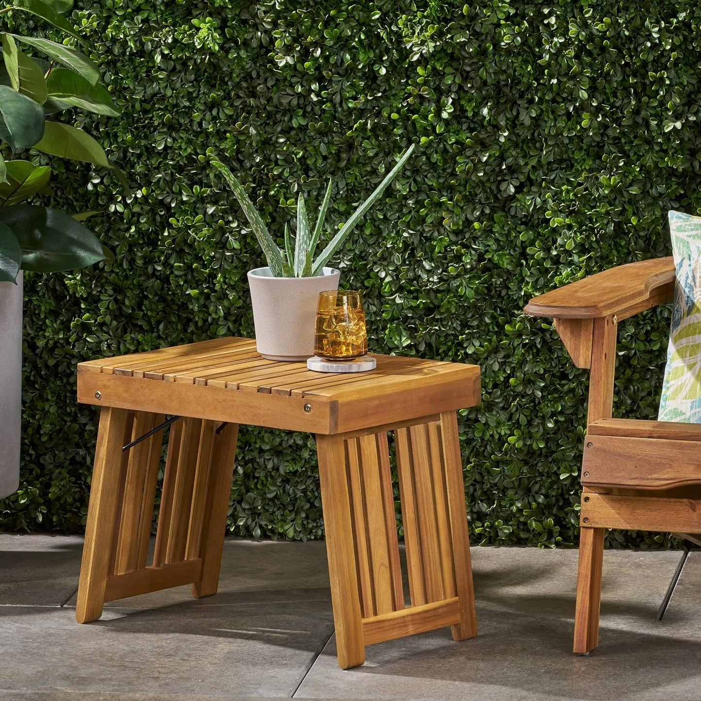 Mesa auxiliar plegable acacia acabado teca