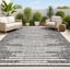 Alfombra geométrica rayas 4x6ft negro/marfil exterior