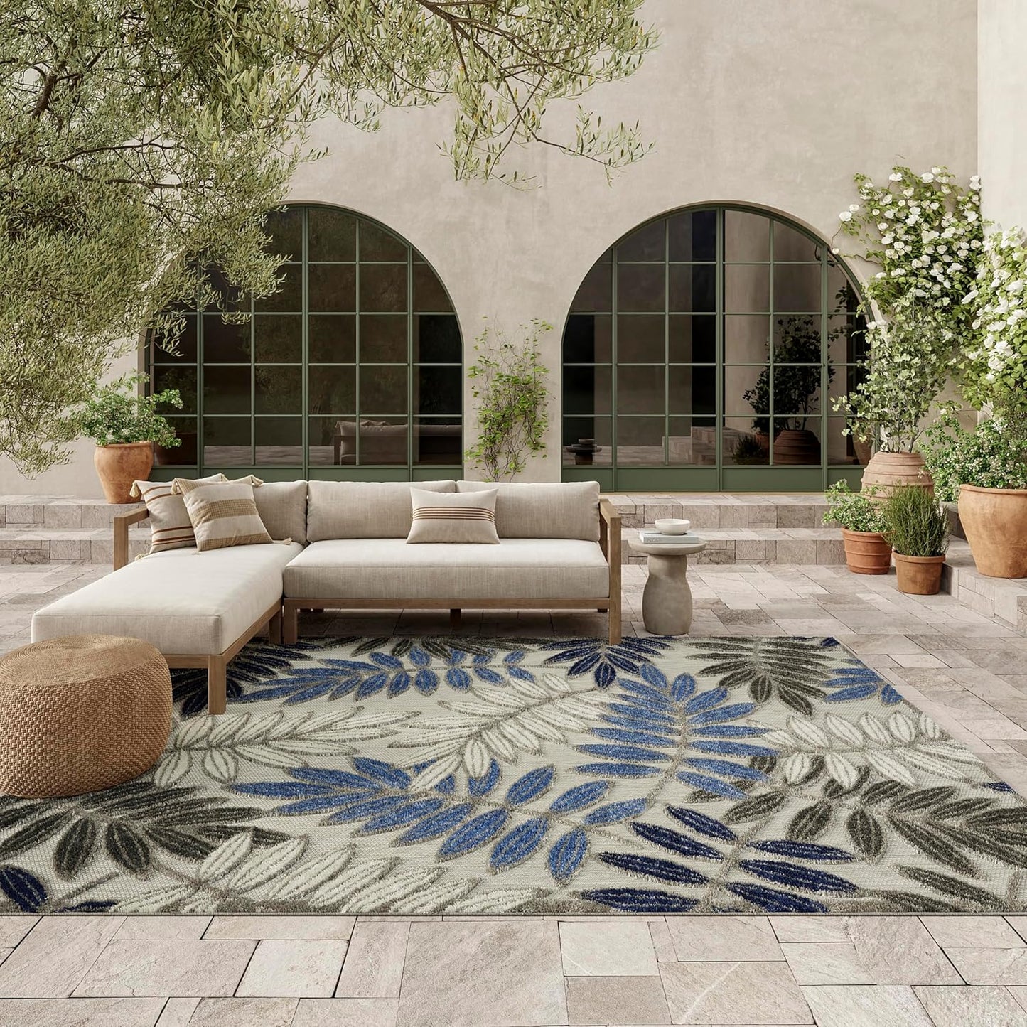 Alfombra gris azul 7x10ft para dormitorio sala