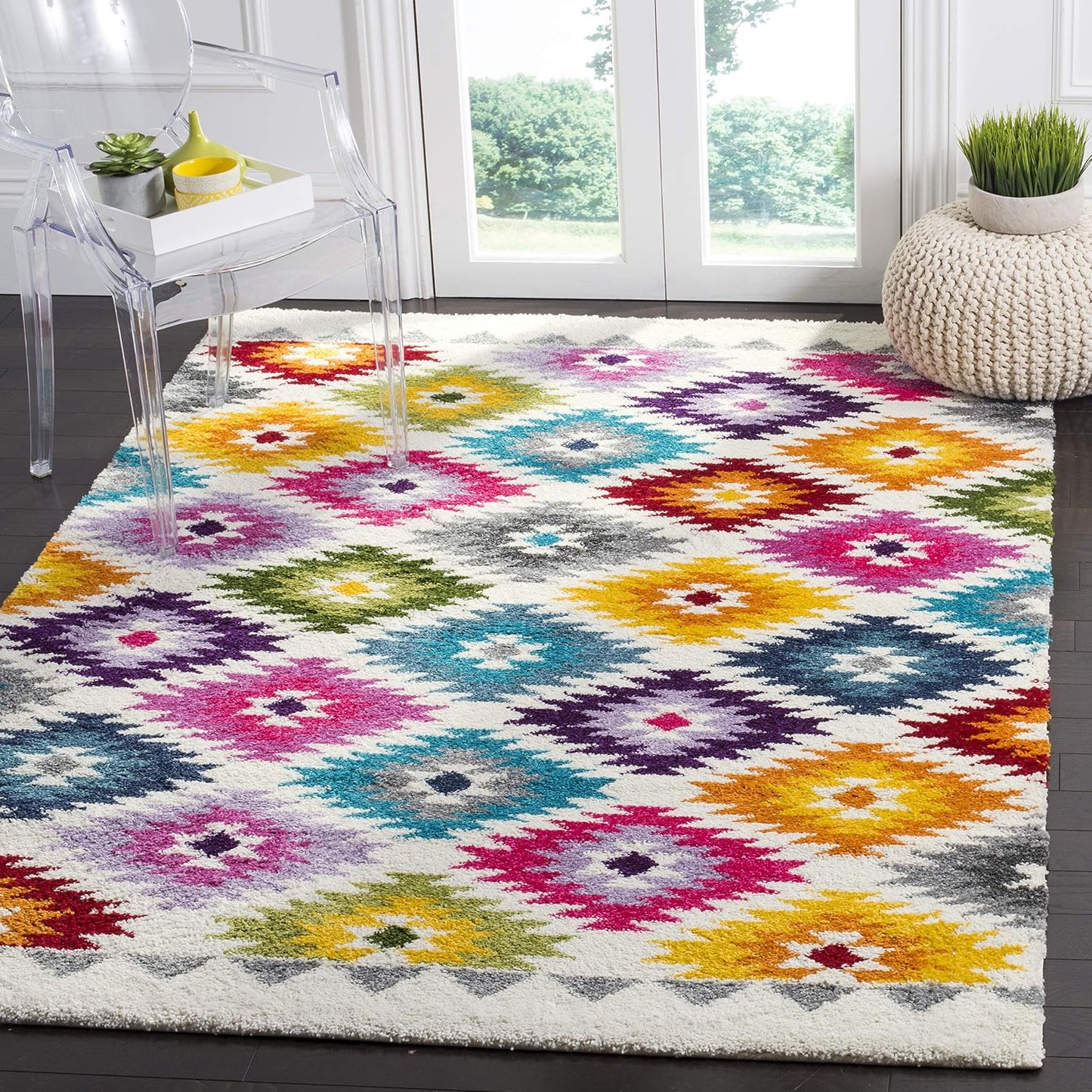 Alfombra área 6'7"x9'2" crema diseño moderno