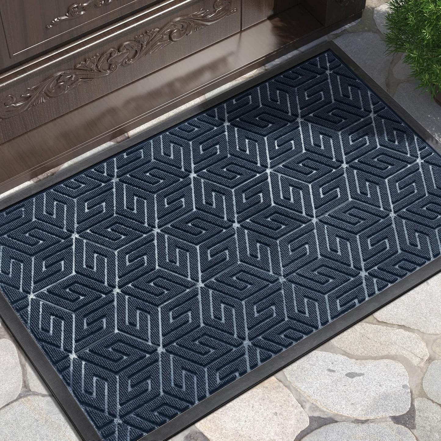 Felpudo entrada exterior 29.5x17" impermeable antiderrap
