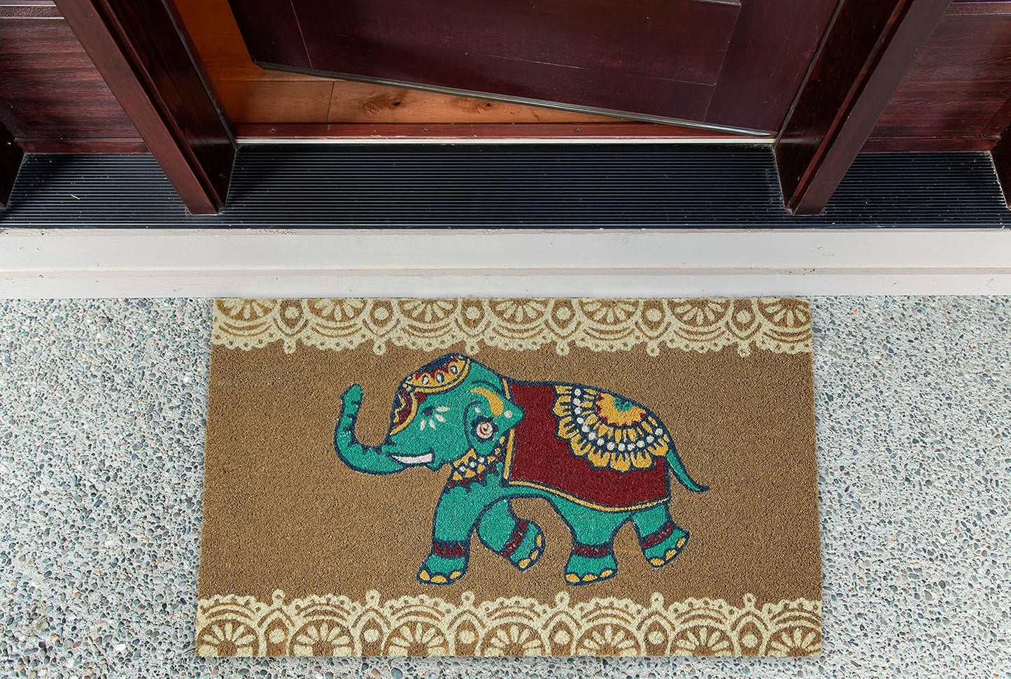 Felpudo fibra coco natural elefante 17x29pulg
