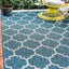 Alfombra área exterior 9x12ft rectángulo verde azulado/gris