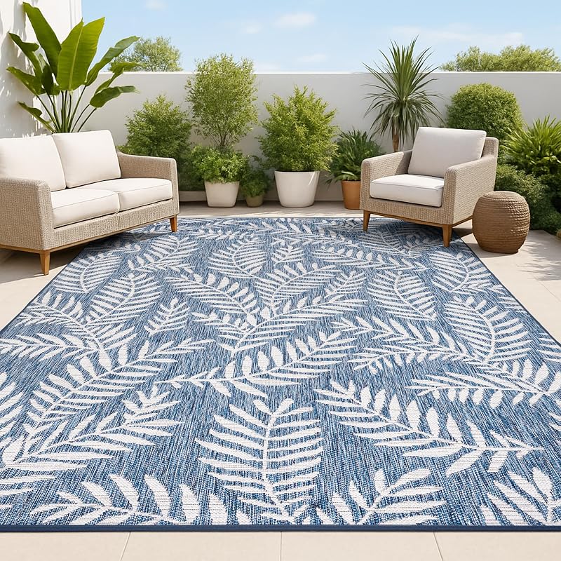 Alfombra Nevis 8x10ft para patio exterior azul marino