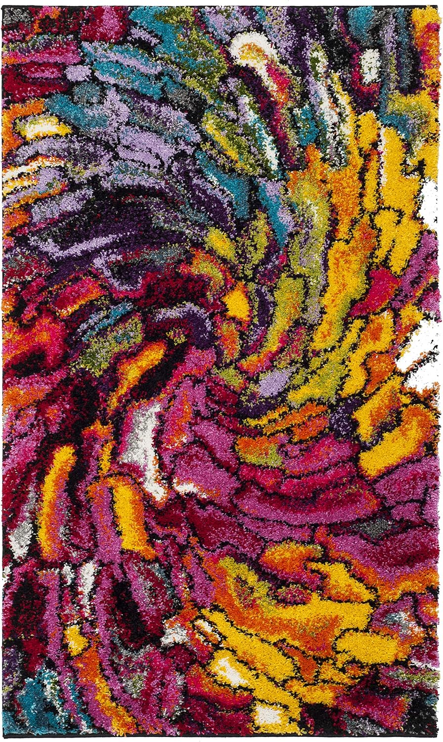 Alfombra decorativa 4x6ft multicolor diseño arco iris no