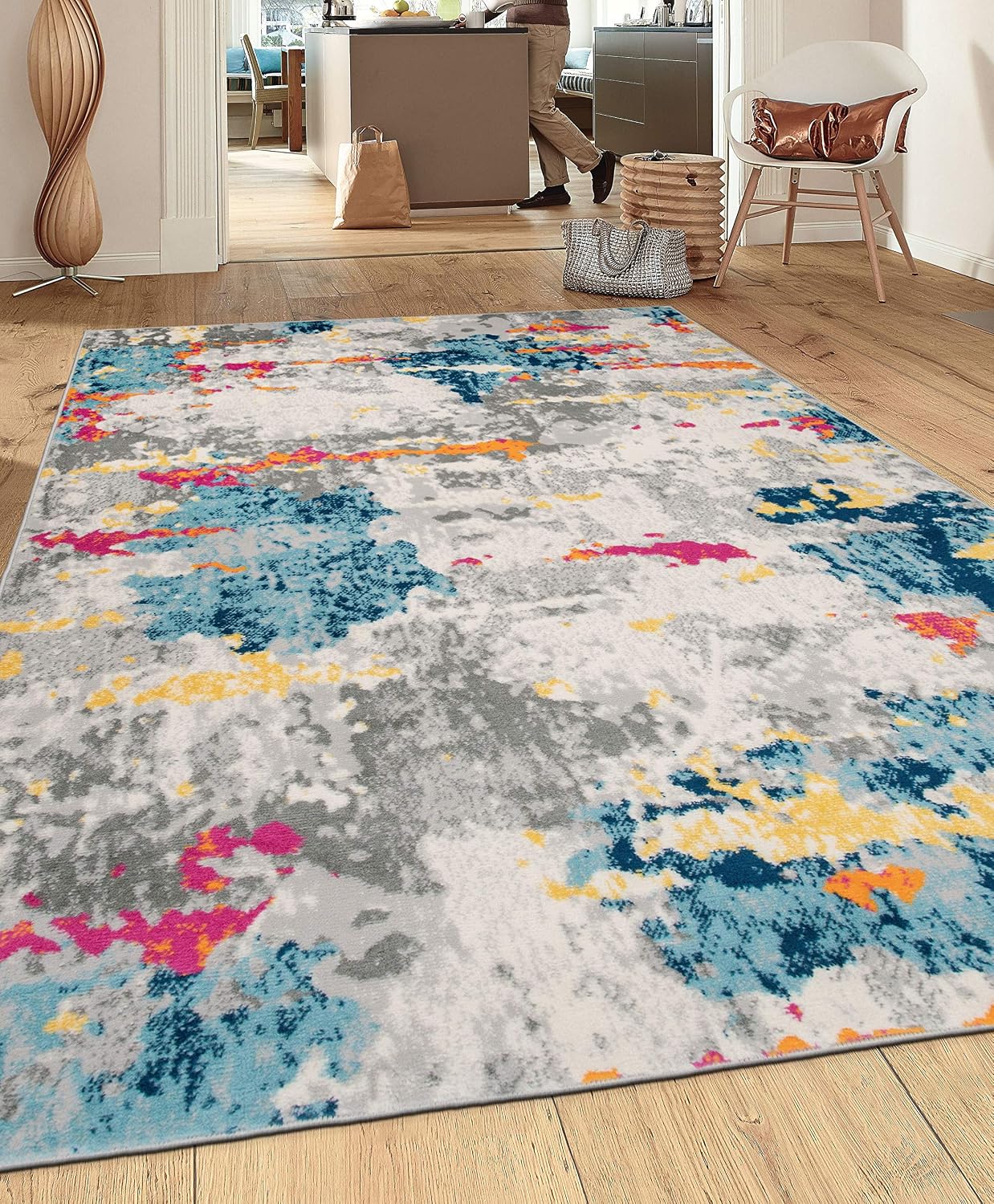 Alfombra abstracta 5x7ft multicolor