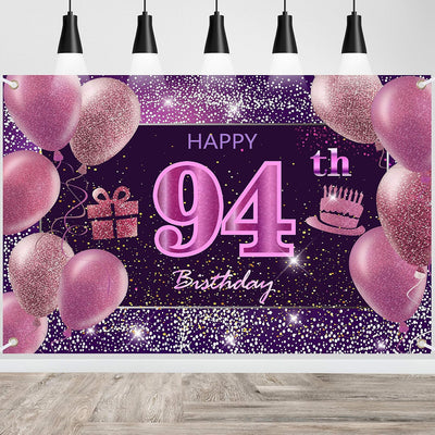 Decoración cumpleaños número 94 para niña pancarta rosa