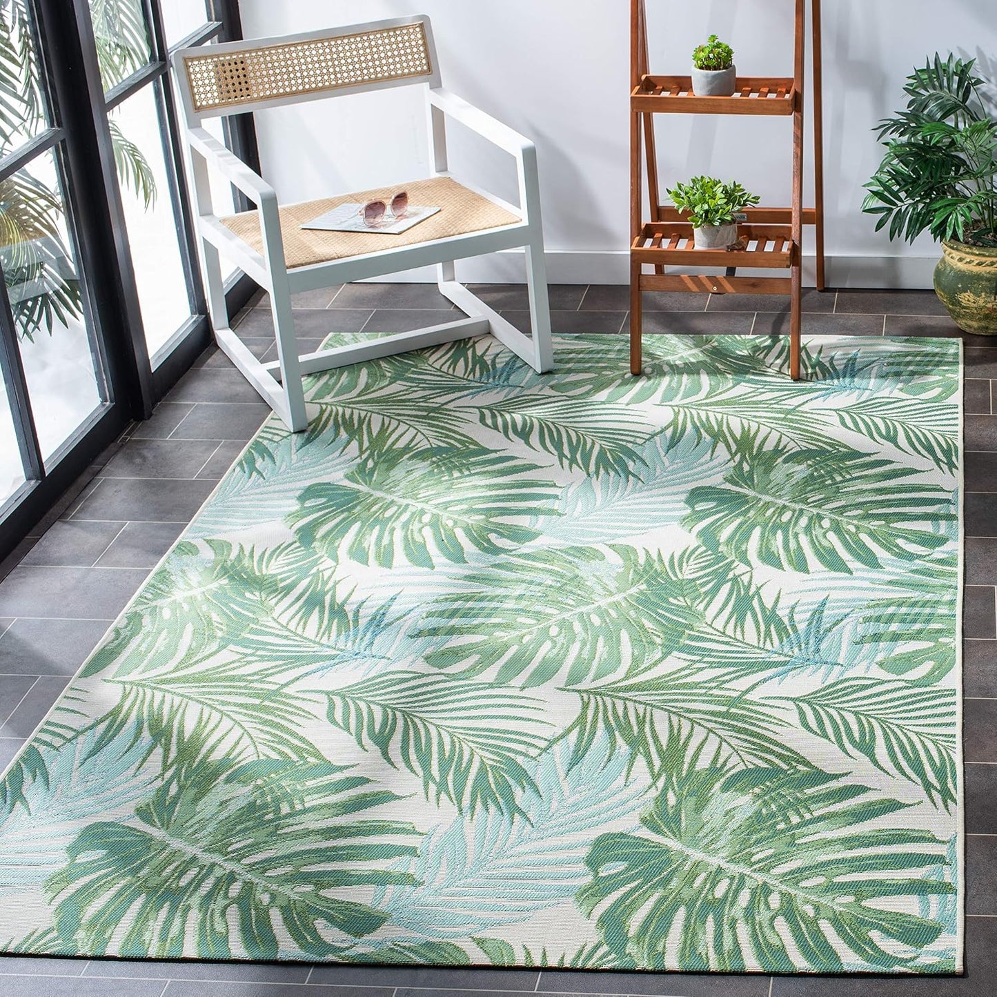 Alfombra lavable exterior 8x10ft5pulg verde azulado no