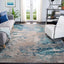 Alfombra cuadrada 3ft diseño bohemio azul gris sala