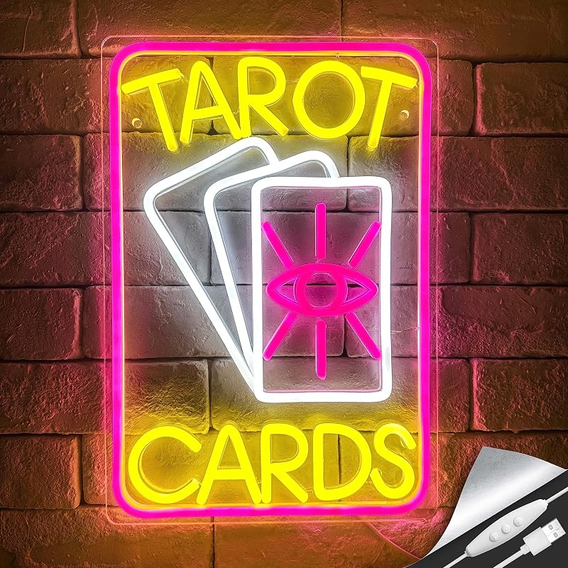 Letrero neón tarot LED rosa 10x14" acrílico regulable
