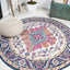 Alfombra redonda boho azul/multi para sala dormitorio