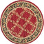 Alfombra redonda 5ft3pulg diseño enrejado floral rojo y