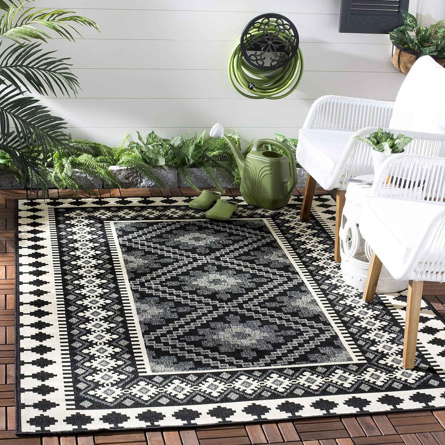 Alfombra interior exterior 2x3ft 7" Polipropileno Negro