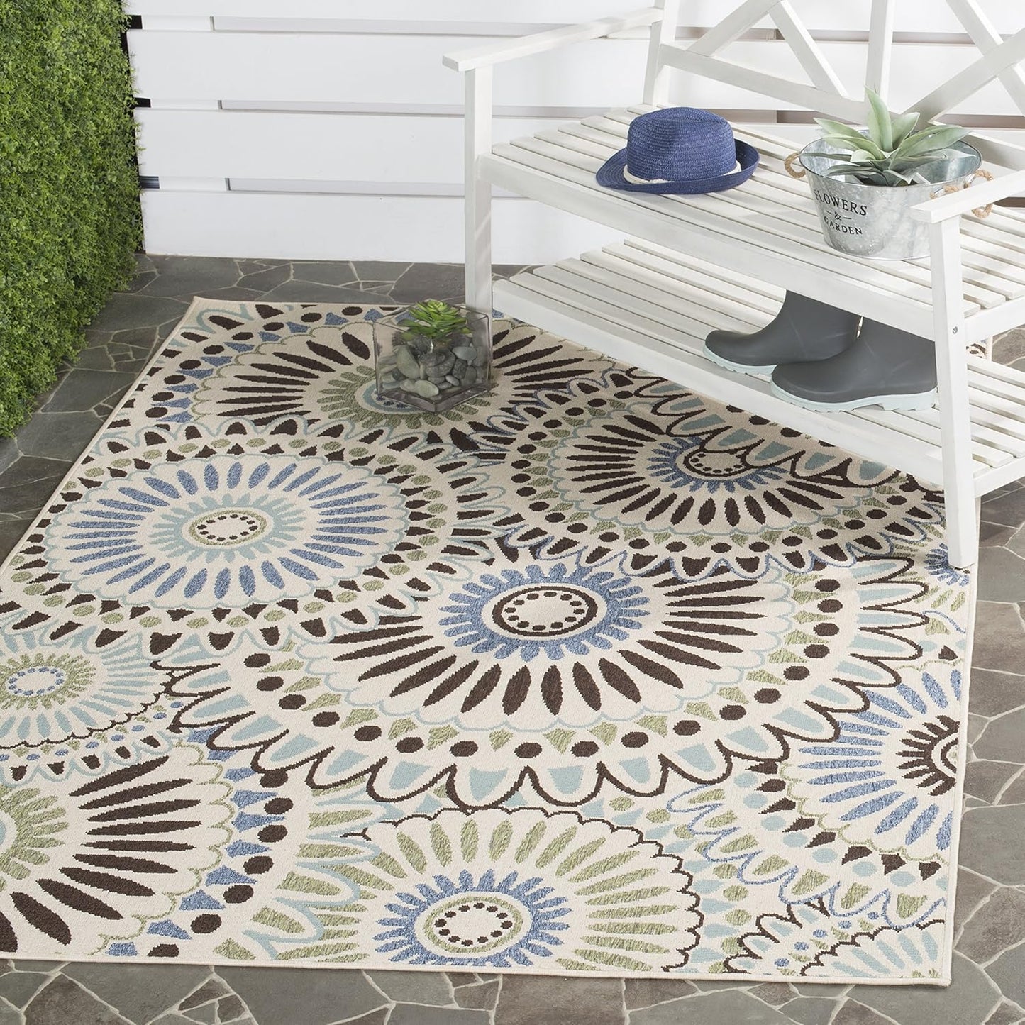 Tapete Polipropileno Veranda Crema Azul
