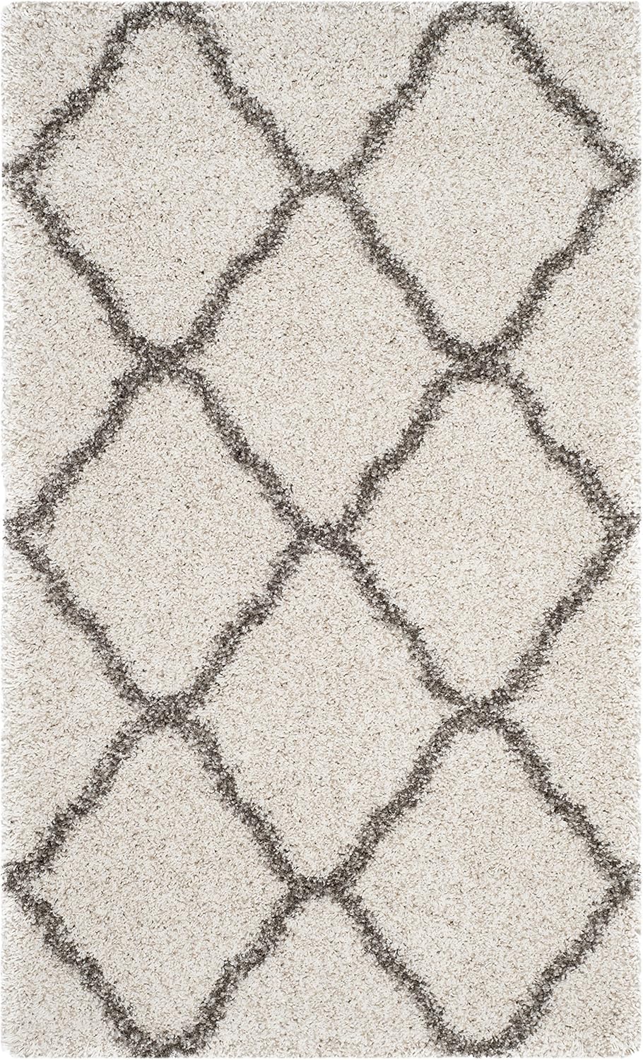 Alfombra felpa 2x3" marfil y gris