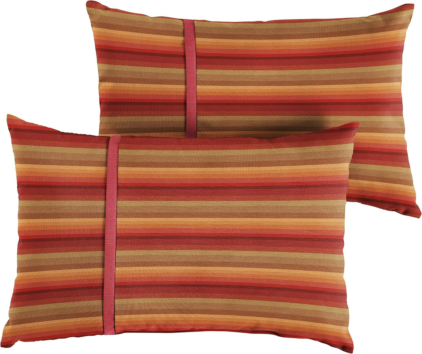 Almohadas lumbares Sunbrella rayas rojas atardecer set 2