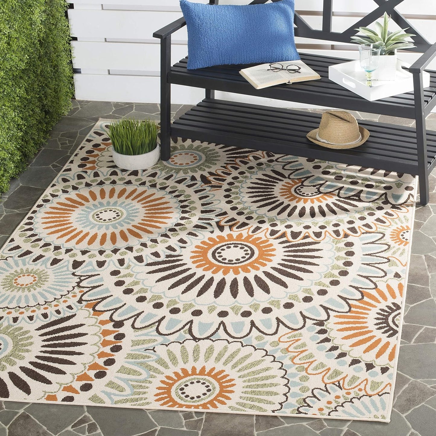 Alfombra lavable veranda 9x12ft crema y chocolate