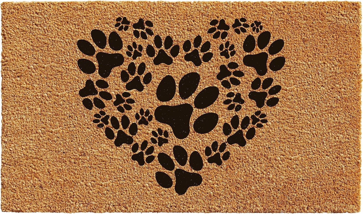Felpudo 24x36pulg con patas de corazón natural/negro