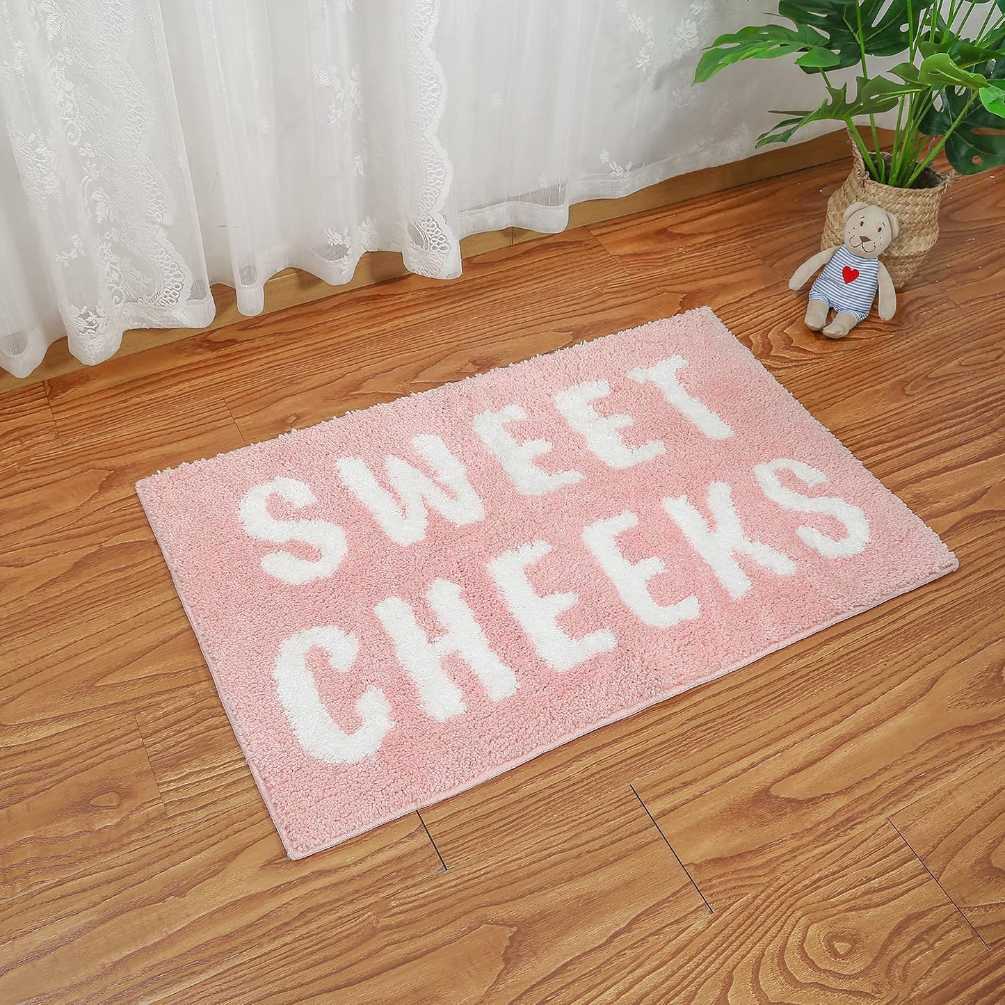Tapete baño antideslizante rosa microfibra decoración