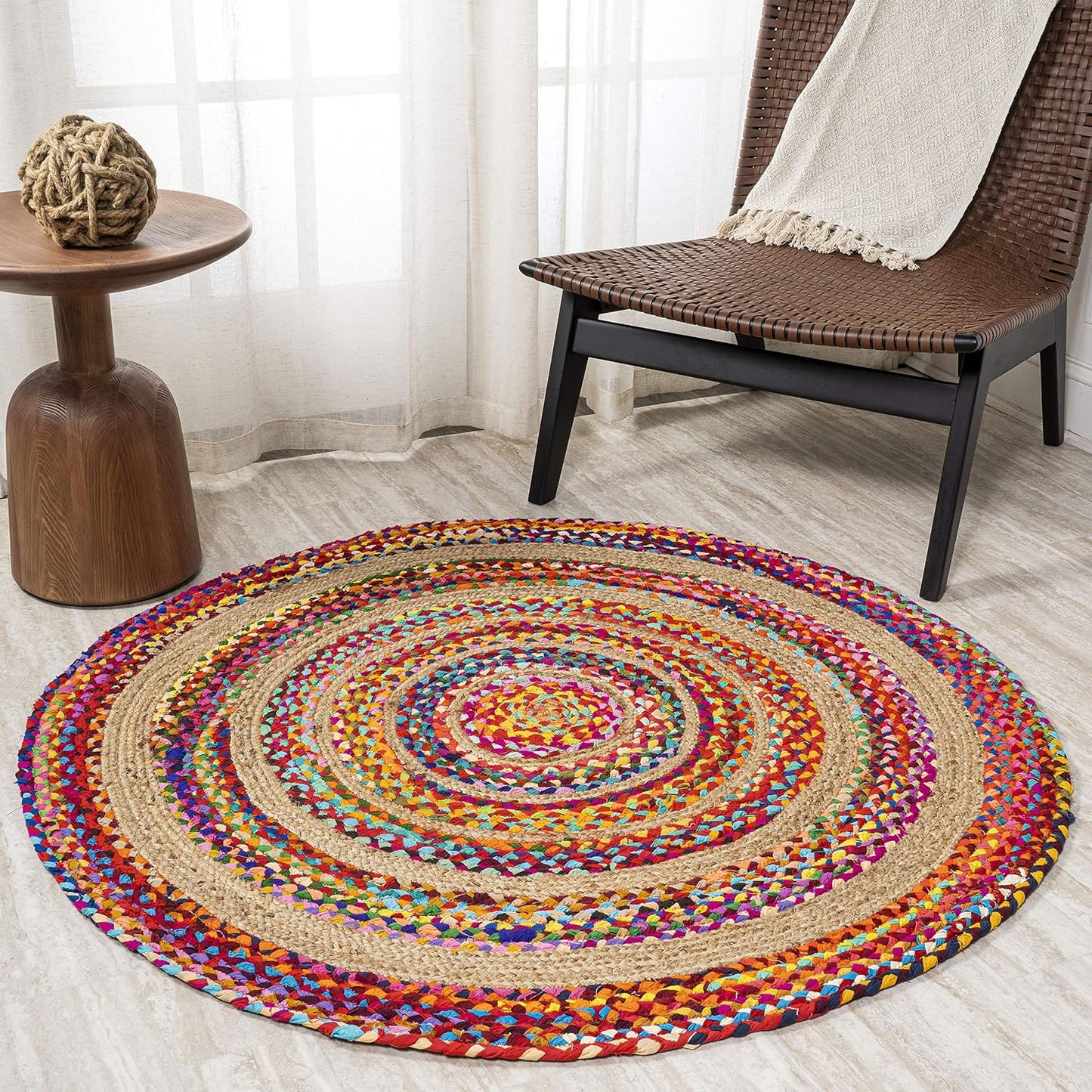 Alfombra trenzada yute redonda 4ft interiores