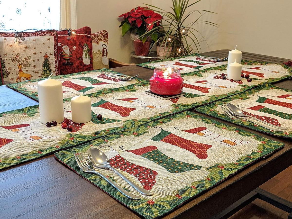 4 Manteles Tapiz Chimenea Navidad para Colgar Medias